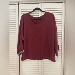 Buckle Embroidered 3/4 Sleeve Blouse